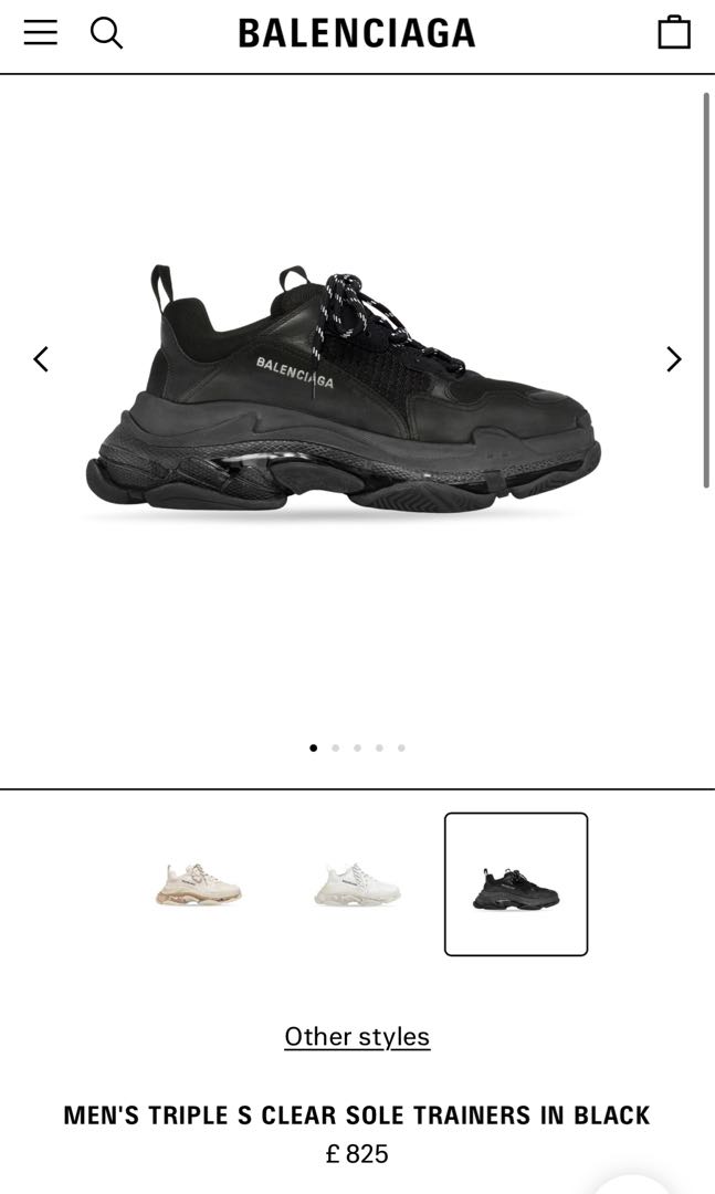 Balenciaga MEN S TRIPLE S CLEAR SOLE TRAINERS IN BLACK Men s