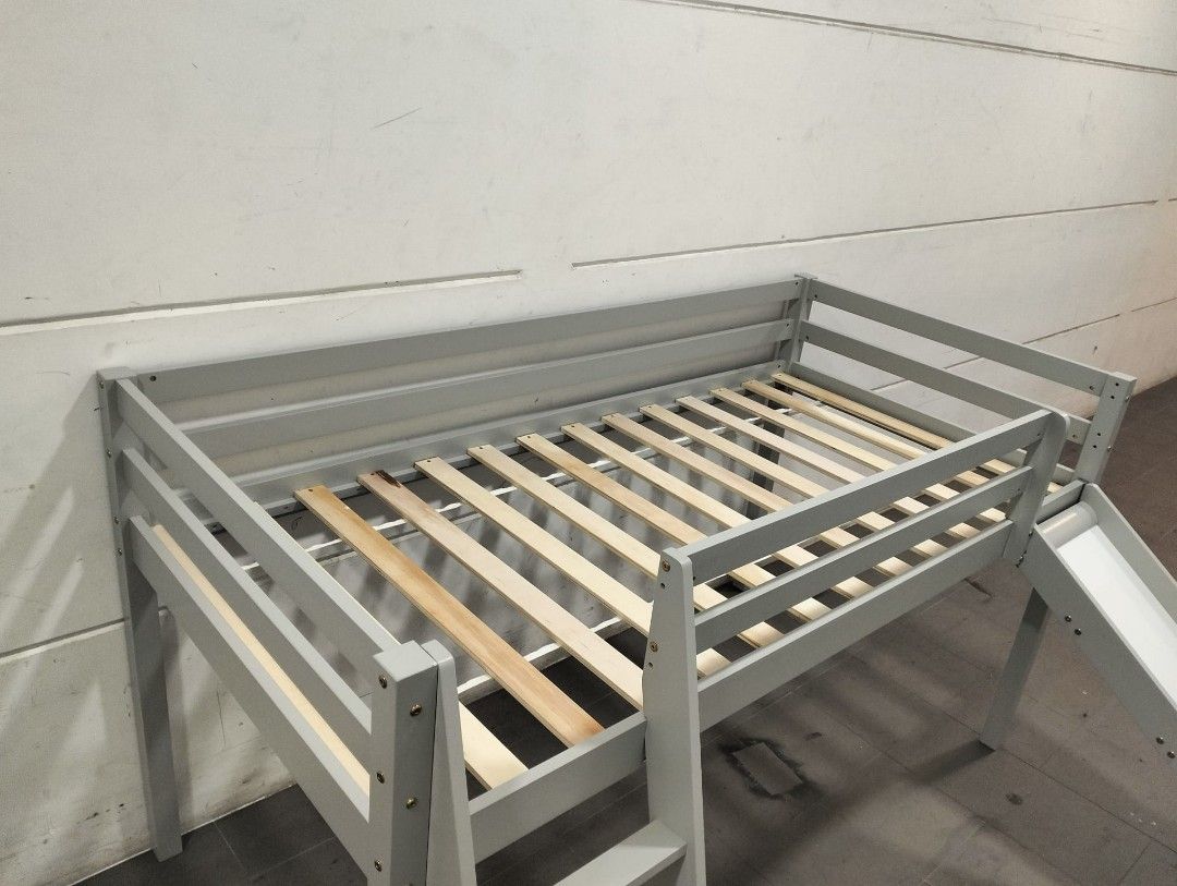 BELLINGHAM Kids Mid Sleeper Bed with Slide in GREY, Furniture & Home