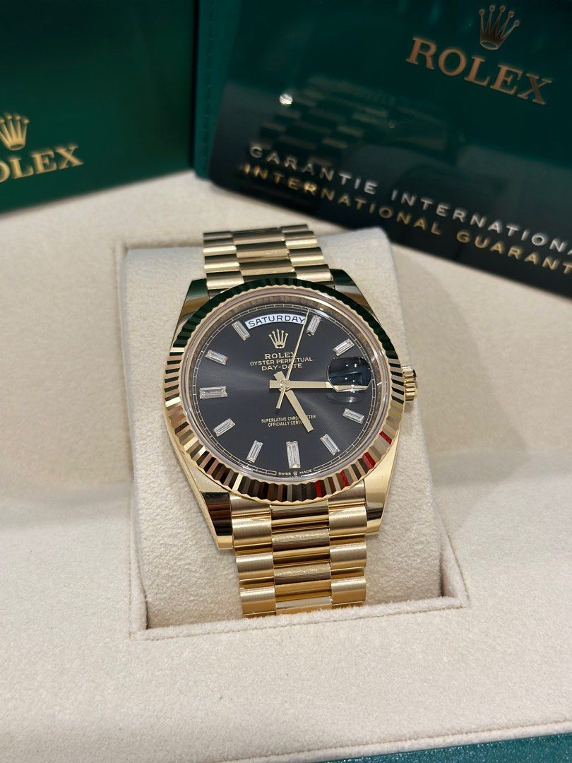 rolex day date silver black dial