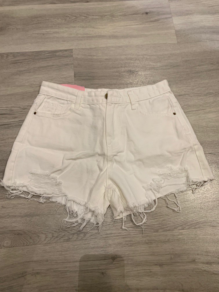 White denim short shorts sale