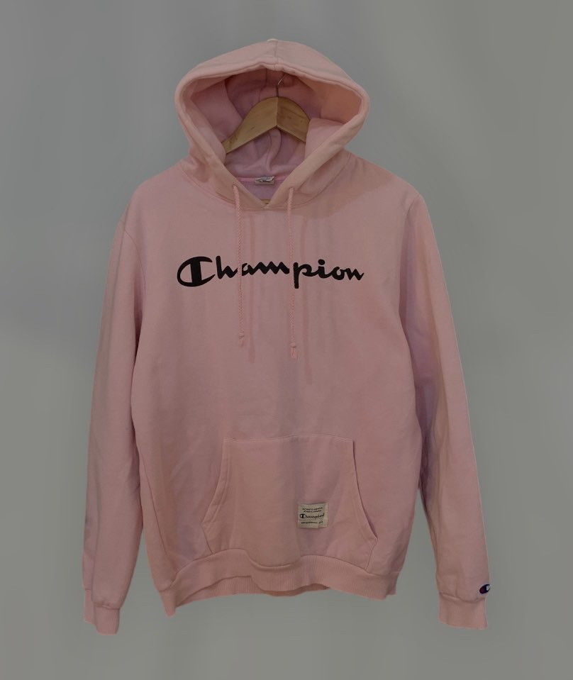 Pink champion store script hoodie