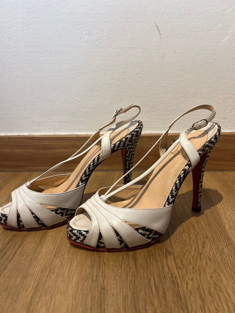 Black and 2025 white louboutin heels