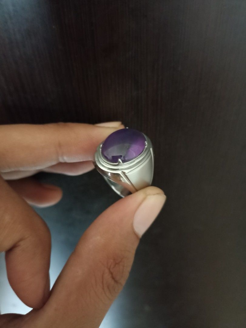 Cincin Amethyst Kecubung Ring Monel Handmade Barang Mewah