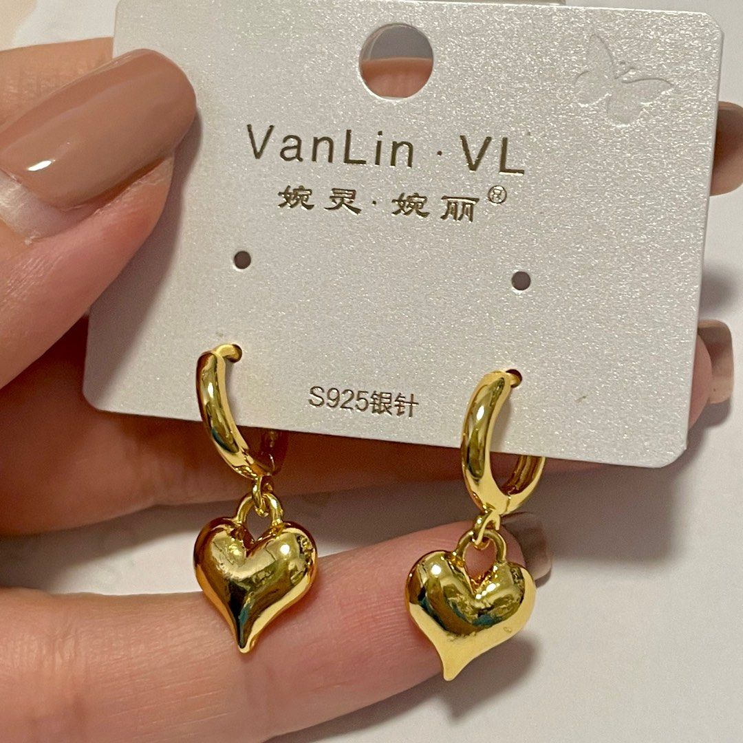 Clearance S925 Earrings Ear Buckle Gold Heart