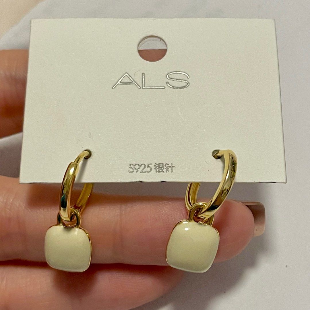 White sale square earrings