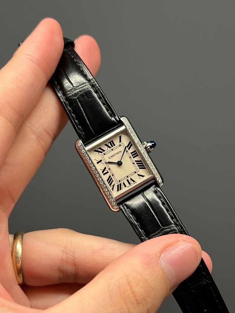 CUSTOM SET Cartier Tank Louis White Gold 18k W1541056 Luxury