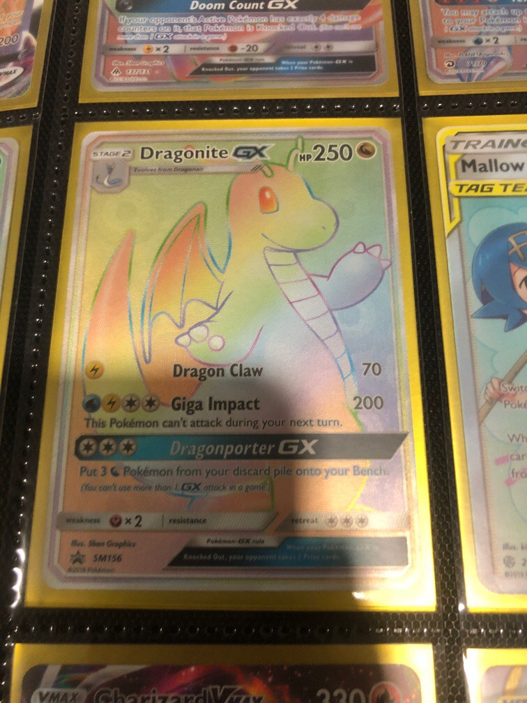 Dragonite gx rainbow rare (dragons majesty SM156), Hobbies & Toys, Toys