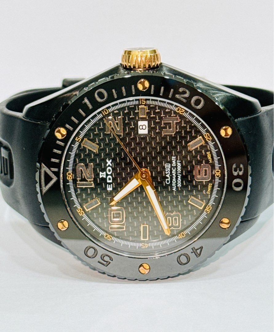 EDOX Class 1 Automatic Date Ceramic Bazal Watch W0806