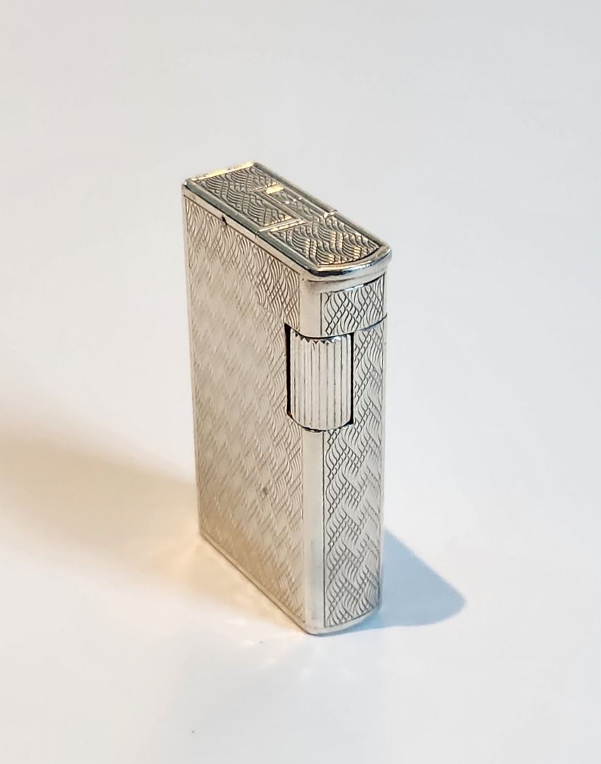 Exclusive Dunhill Solid Silver SS Lighter with Diamond Wave Pattern A Rare Gem for Collectors