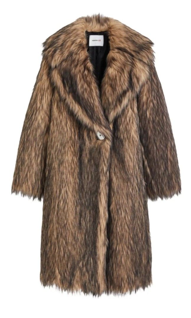 H&m fur hot sale coat brown