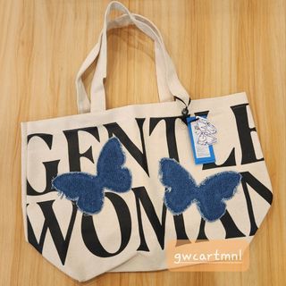 Gentle Woman Denim Butterfly Patch Tote Bag