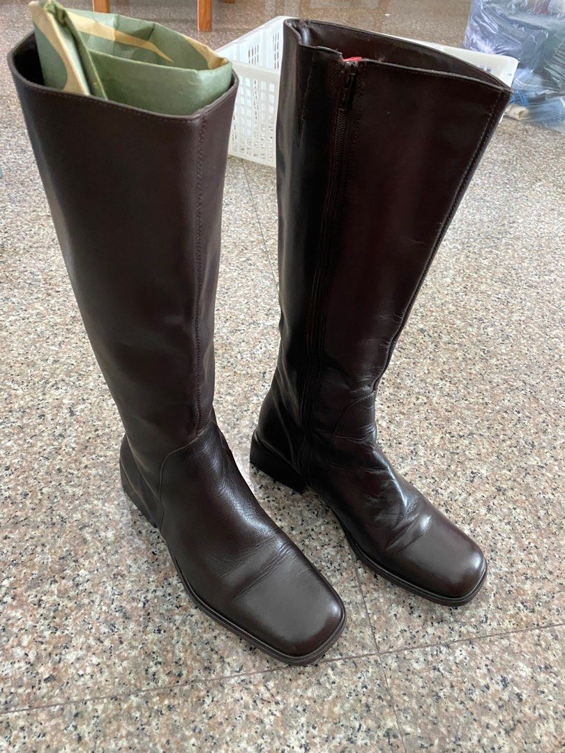 Genuine leather 2024 tall boots