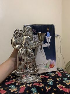 Heavy  solid Metal Christmas themed candle holder from USA