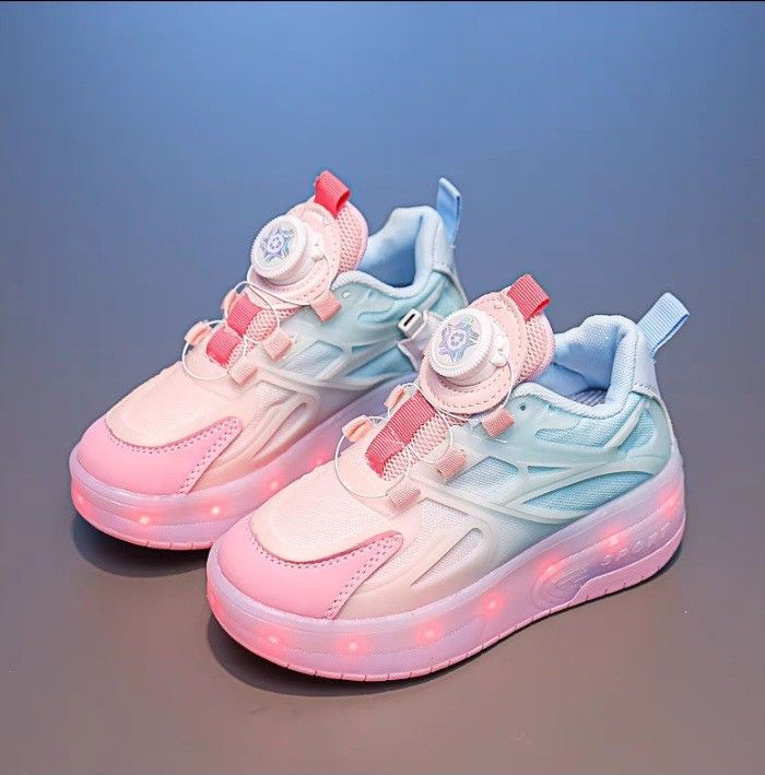Heelys Shoes Girls Autumn 2023 New Children s Rotating Button Sneakers Large Children s Luminous Skating Rollers