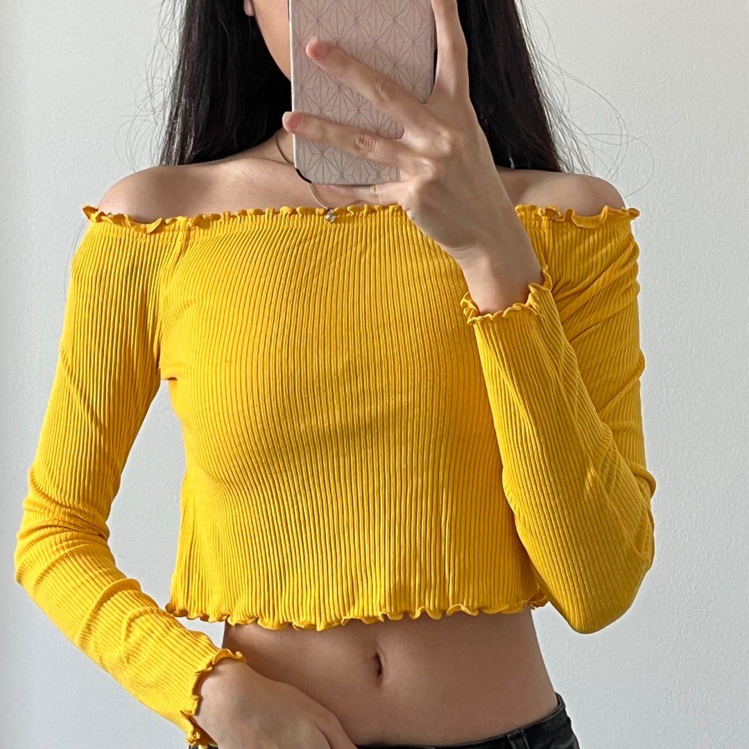 H M Yellow Off Shoulder Top