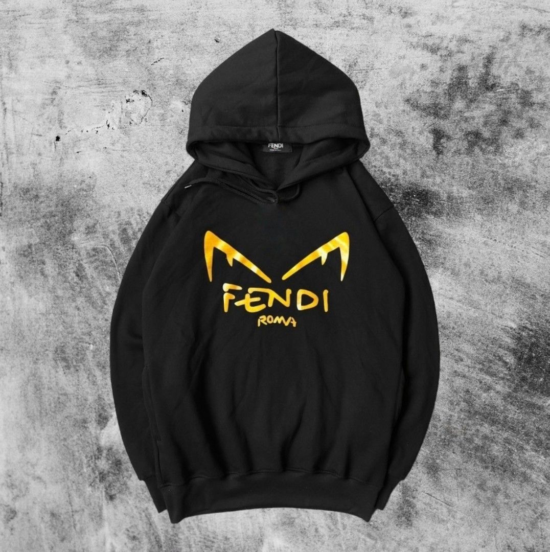 Hoodie Fendi Roma Monster Eyes Gold Hitam