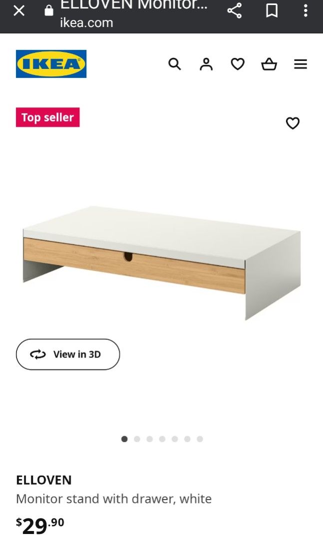 ELLOVEN Monitor stand with drawer, white - IKEA