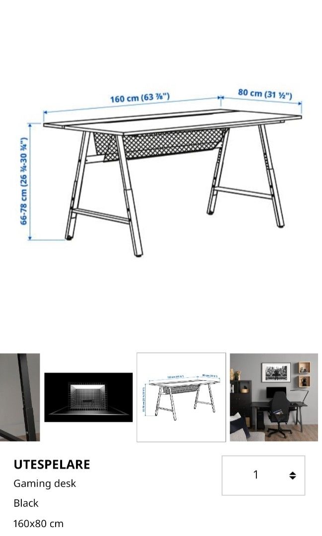 Ikea gaming desk for sale (utespelare), Furniture & Home Living