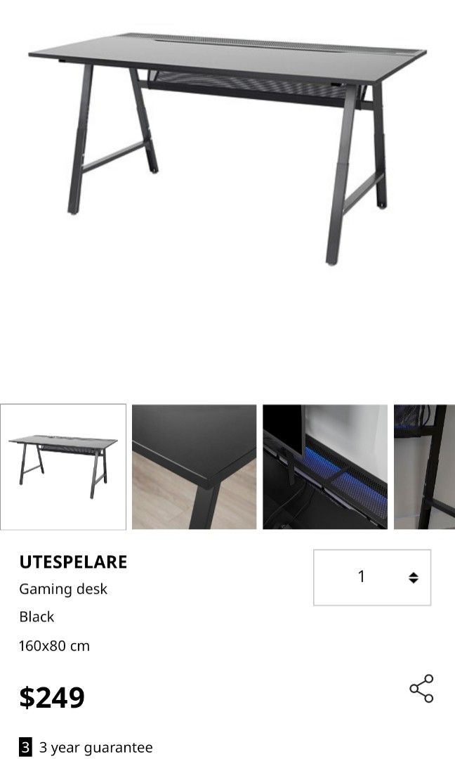 Ikea gaming desk for sale (utespelare), Furniture & Home Living