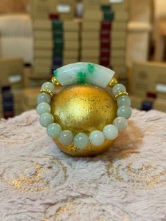 Jade Bracelet with Bamboo Charm