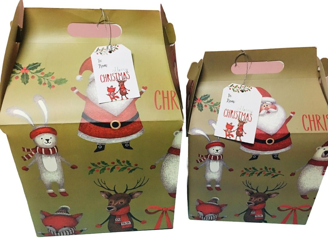 Jumbo Christmas Gift Box Bundle (2 boxes) (Category: Storage Boxes & Baskets) located in Taguig. Submitted by Bloomscorner1 (Listing ID 1270233738, Image 2). Description: ✅ Take both for 150 ✅ Big box size - approx. 15(H) x 9.75(L) x 8.75(W) inches ✅ Small box size - approx. 12(H) x 8.75(L) x 6(W) inches.