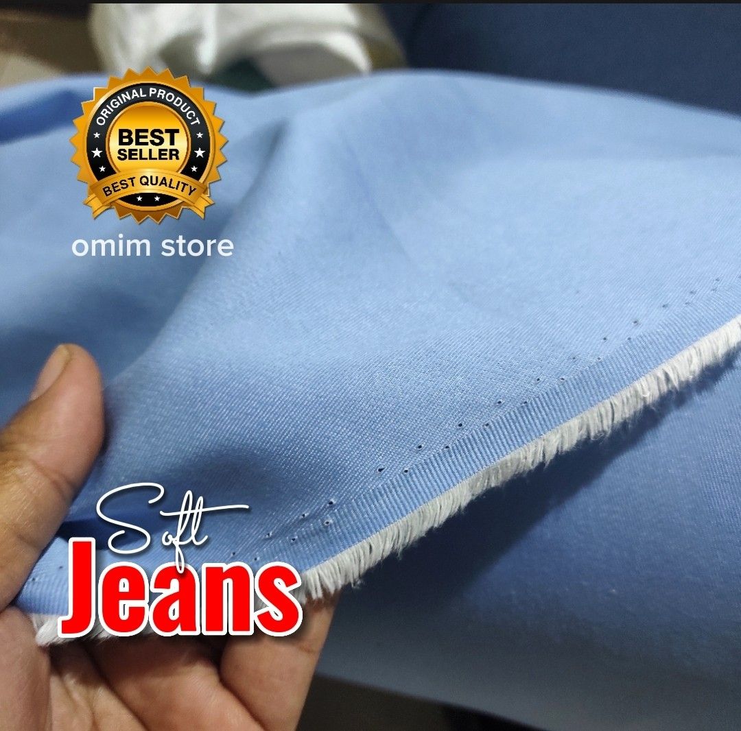 Kain SOFT JEANS Light Blue 5 oz eceran per 1 meter bahan celana