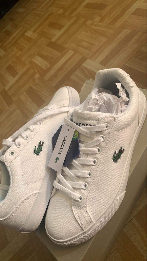 Lacoste mens riberac leather trainers white outlet