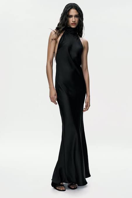 Zara like satin halter dress, Women's Fashion, Dresses & Sets, Dresses on  Carousell