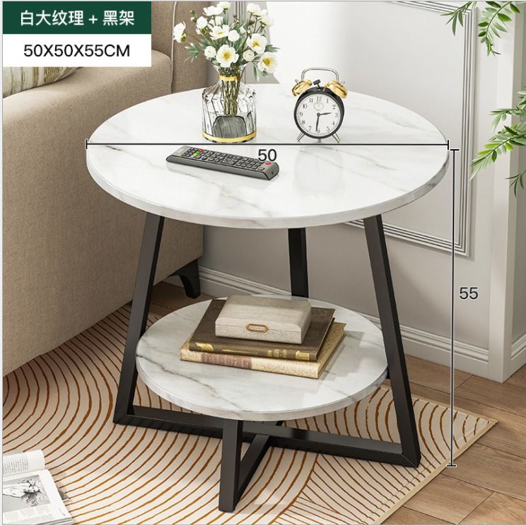 Living Room Side Table Free Install Sofa Cabinet 50cm Round Desk Small Furniture Home Tables Sets On Carou