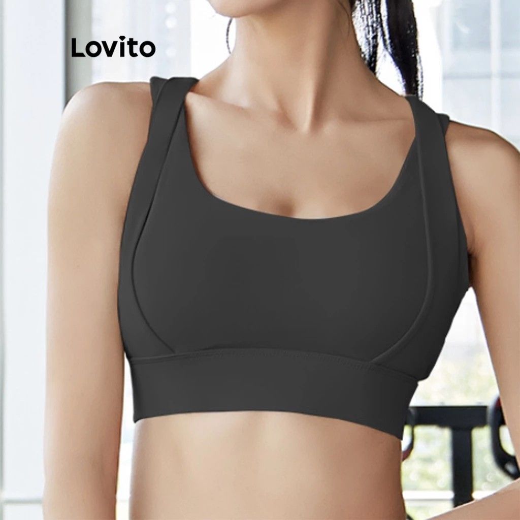 Lovito Black Plain Sports Bra - Small, Women's Fashion, Activewear on  Carousell