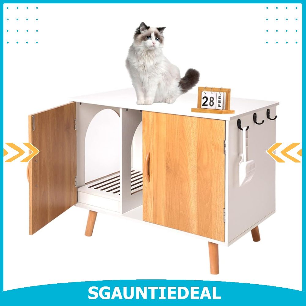 Maksone Hidden Cat Litter Box Furniture, Litter Box Enclosure