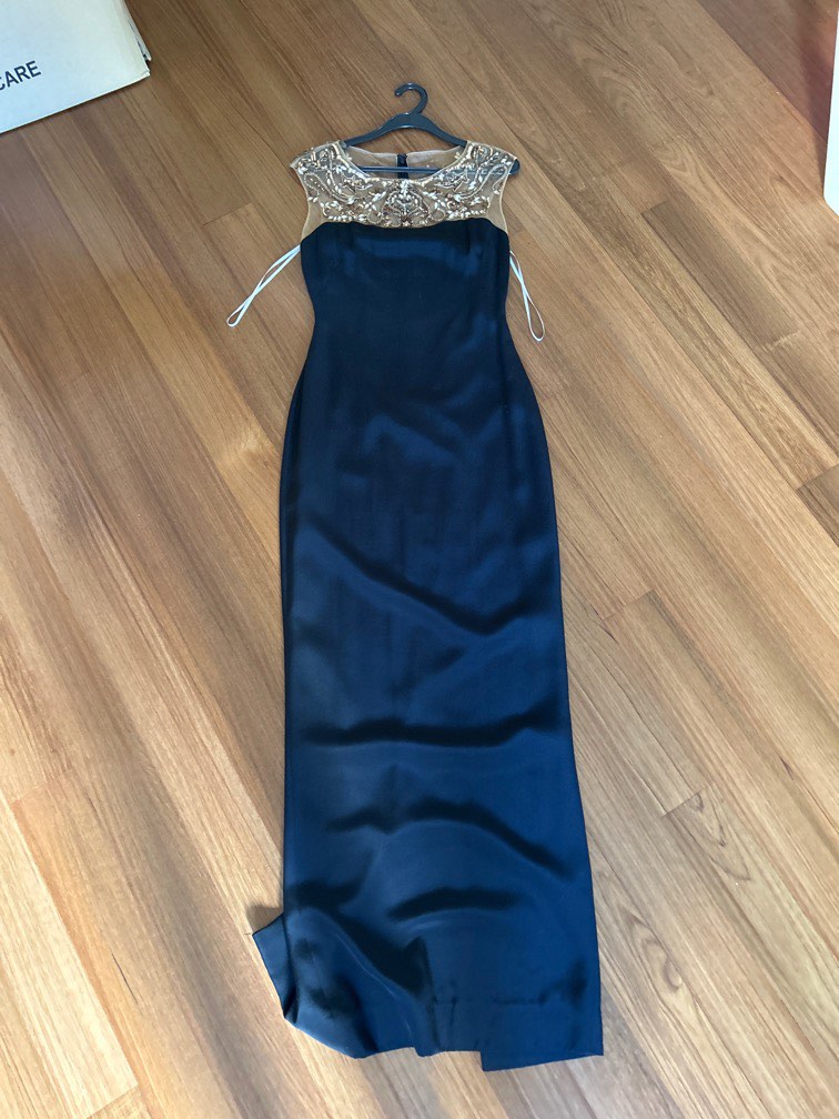 Marchesa Notte Gold Sequin Mesh Black Gown Buy or Rent Women s Fashion Dresses Sets Evening dresses gowns on Carousell