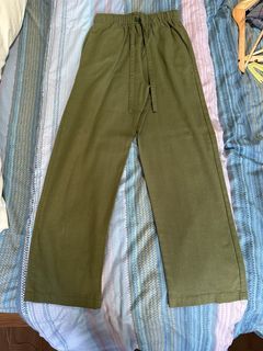 Maxi Linen: Arlo Drawstring Pants in Army Green