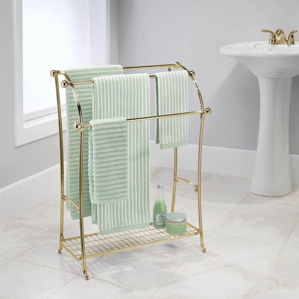 Mdesign metal free standing bath towel ladder storage organization sales