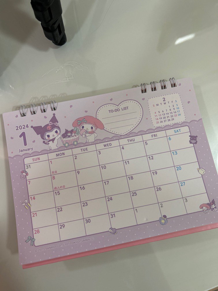 Melody x Kuromi 2024 Calendar, Hobbies & Toys, Stationery & Craft