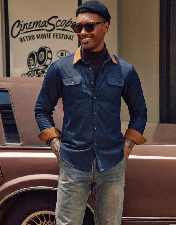 Vintage denim shirts mens discount