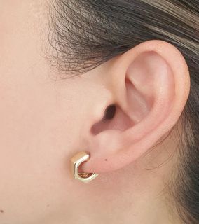 Vintage hexagon gold huggies earrings