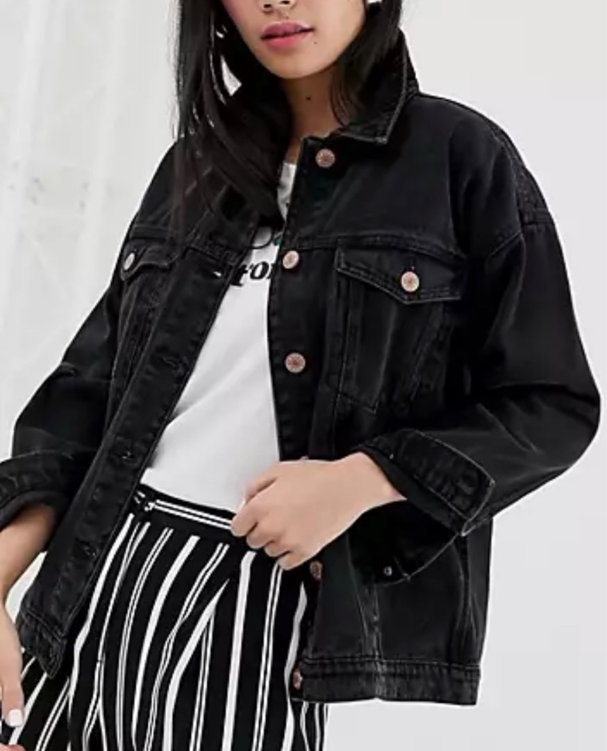 Monki oversized leather jacket top