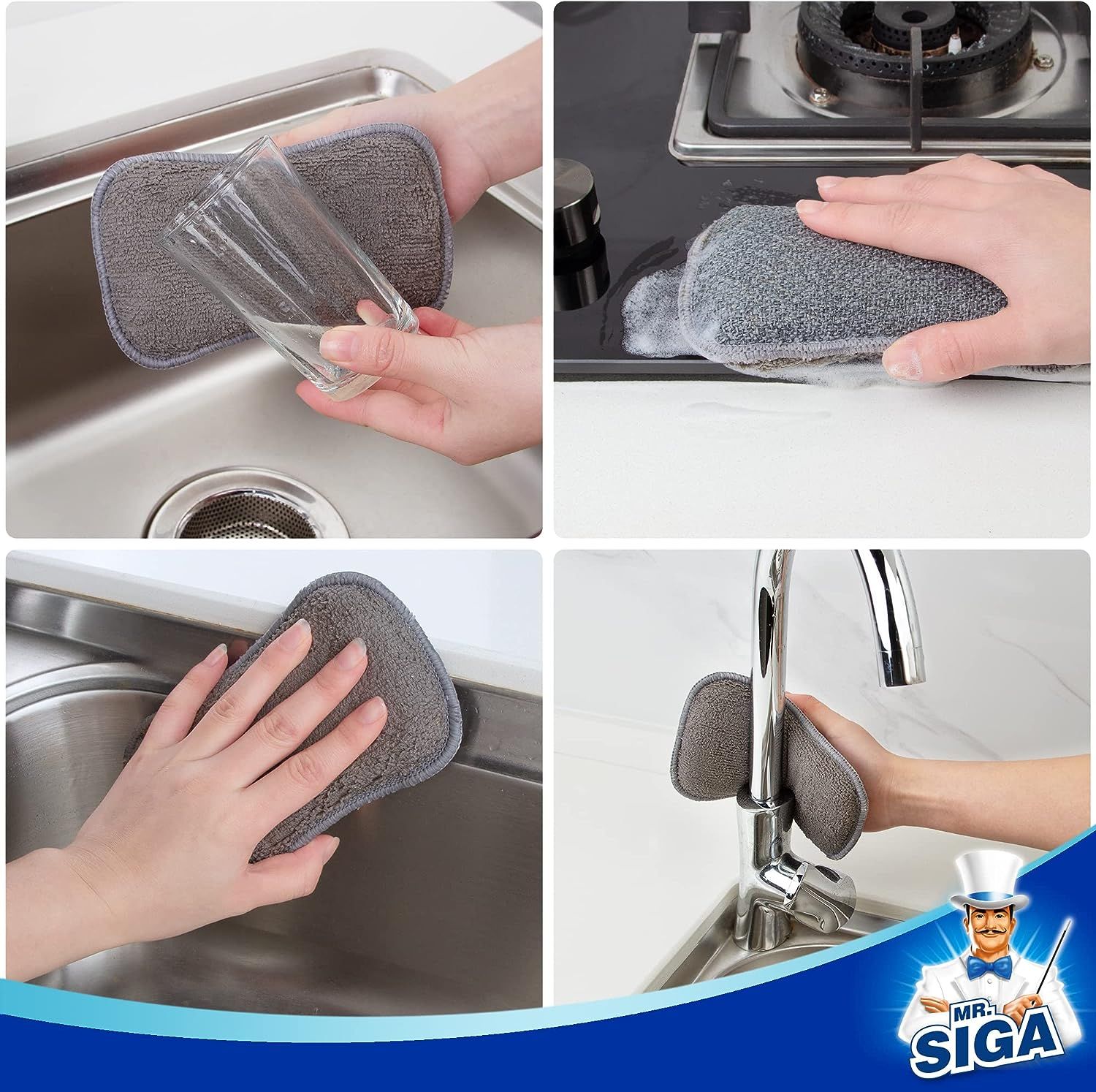 MR.SIGA mr.siga soap dispensing palm brush storage set, kitchen brush with  holder for pot pan sink cleaning, 1 set