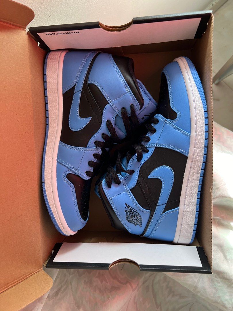 Nike AJ 1 Mid Blue Men s Fashion Footwear Sneakers on Carousell