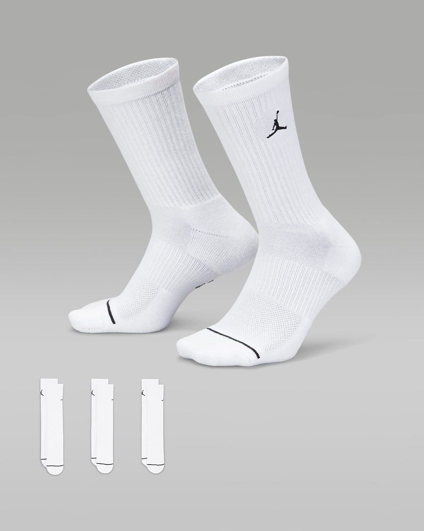 Nike Jordan Everyday Crew Socks Dri Fit 3x White Men s Fashion