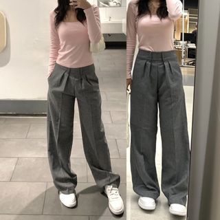 ocha wear dark grey high waisted trousers / ghea hw culottes celana panjang highwaist kulot high waist abu tua kerja office work long pants bahan