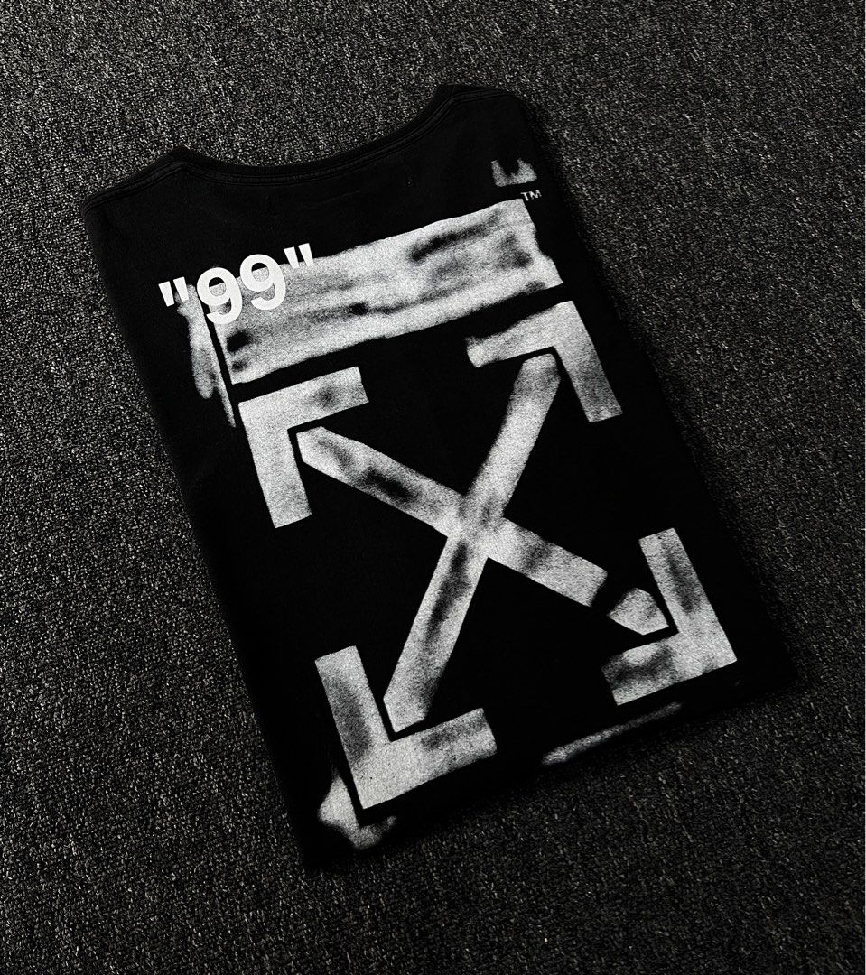 OFF WHITE IMPRESSIONISM ARROW LOGO BLACK TEE Men s Fashion Tops