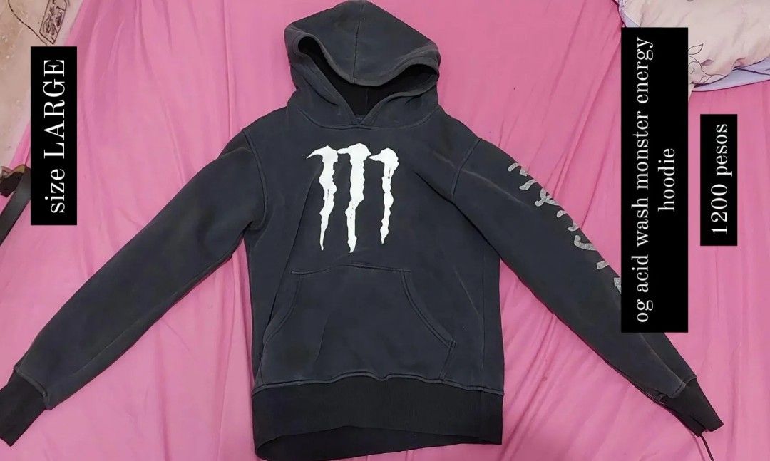 og acid wash monster energy hoodie Men s Fashion Tops Sets Hoodies on Carousell