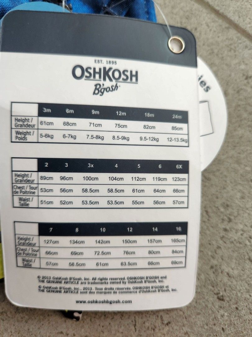 Size chart oshkosh shoes clearance