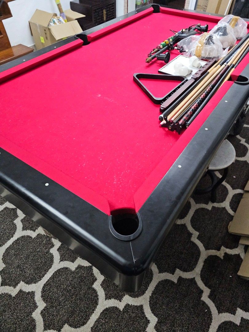 Pool Table (Category: Racket & Ball Sports) located in Singapore. Submitted by happyfox.73eb39 (Listing ID 1270203759, Image 3). Description: Parting ways with my cherished 8ft American pool table, a gem in excellent condition. Complete with balls, 3 cues, and a stunning set of lights. Asking for $700 SGD, open to negotiation. Self-collect, arrange your mover. Sadly, my move to a cozier space means it needs a new home. If interested, let's chat f
