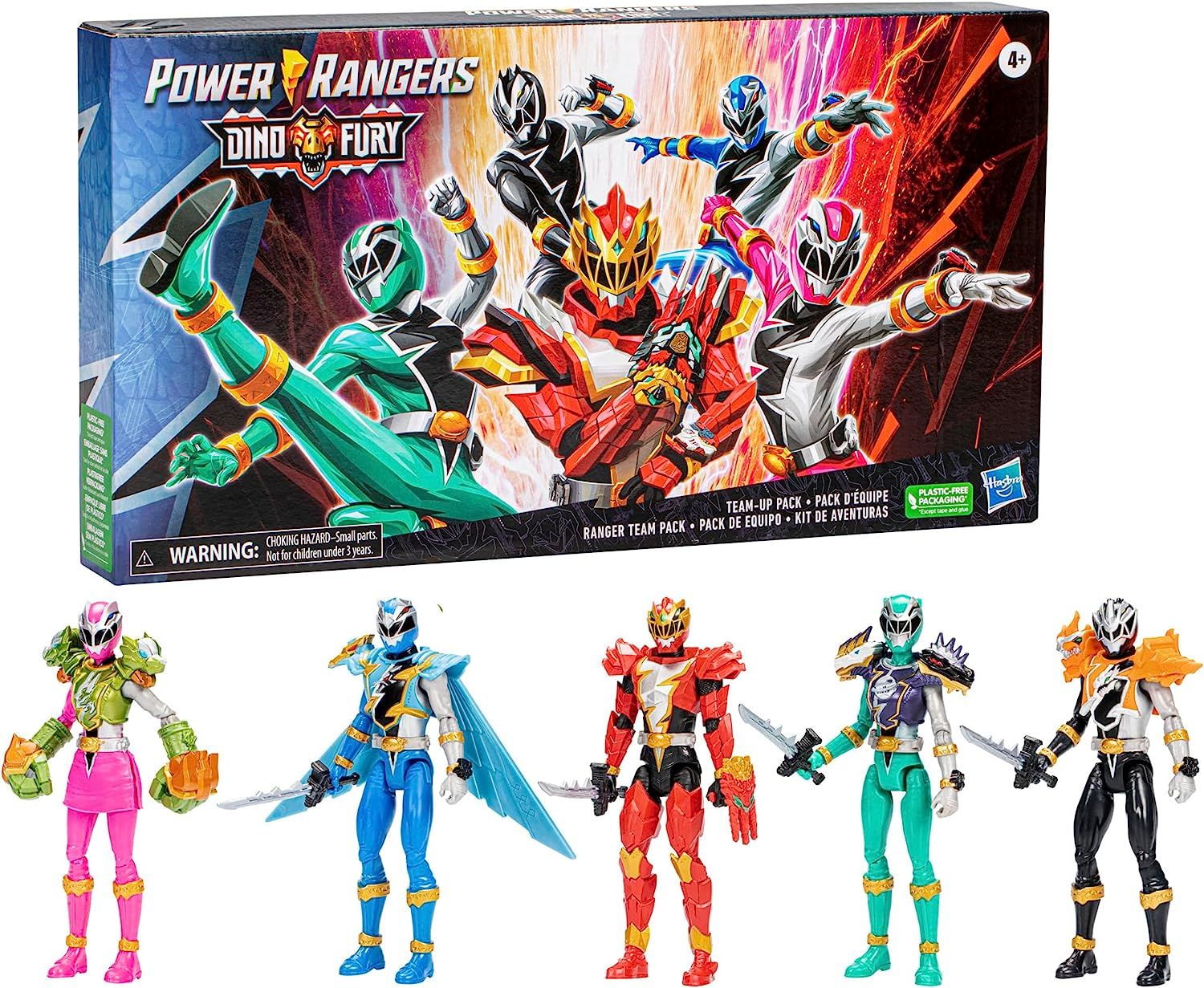 Power Rangers Dino Fury Team Up Pack 6 Inch Action Figures Toys for 4 Year Old Boys and Girls Action Figure Set Superhero Toys Exclusive
