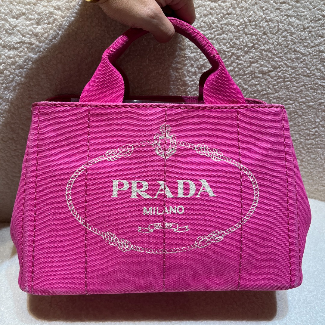 Prada canapa cheap tote pink