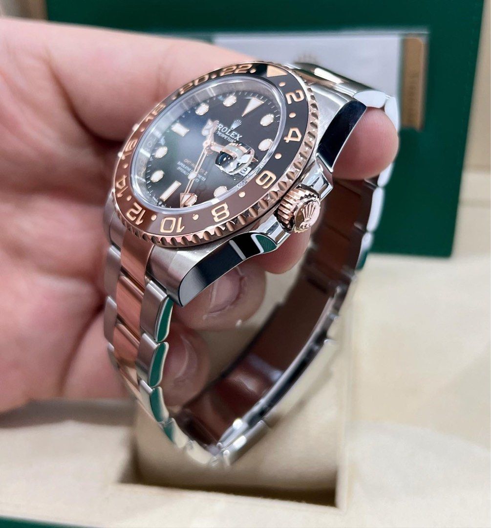 Rolex gmt rose deals gold steel