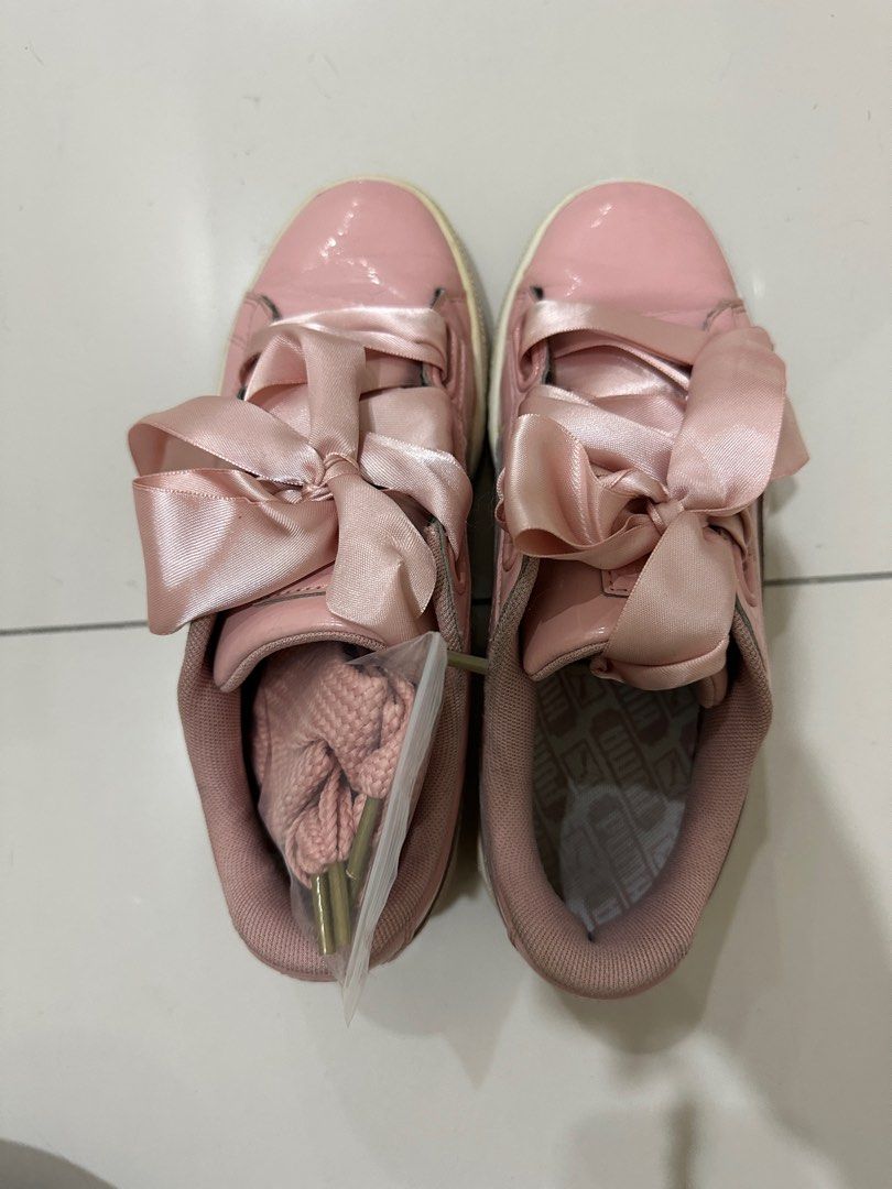 Pink puma trainers with ribbon deals